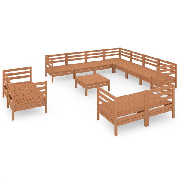 vidaXL 12-tlg. Garten-Lounge-Set Massivholz Kiefer Honigbraun