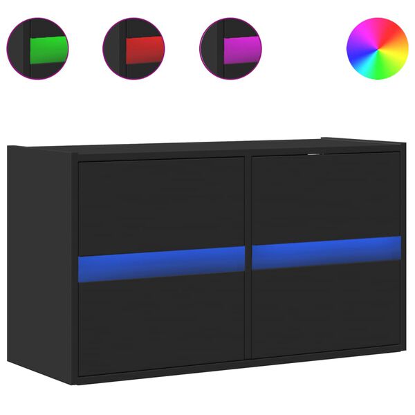 vidaXL TV-Wandschrank mit LED-Beleuchtung Schwarz 80x31x45 cm