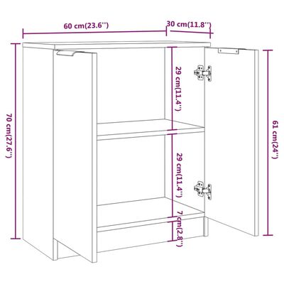 vidaXL Sideboard Weiß & Sonoma-Eiche 60x30x70 cm Holzwerkstoff
