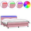 vidaXL Boxspringbett mit Matratze & LED Rosa 180x210 cm Samt