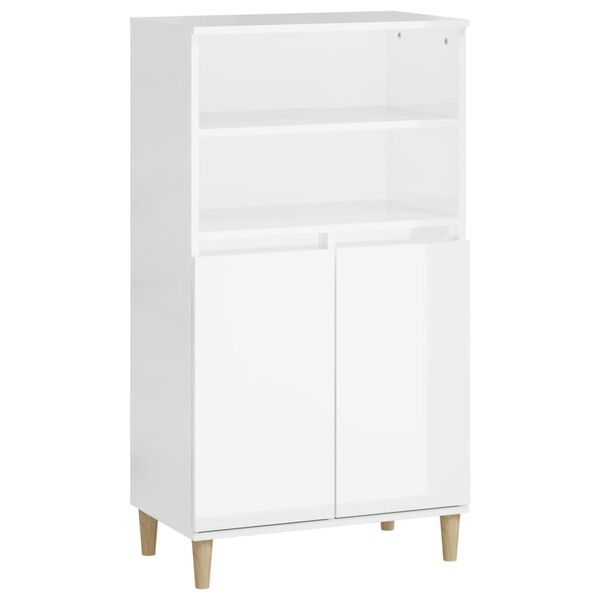 vidaXL Highboard Hochglanz-Wei&szlig; 60x36x110 cm Holzwerkstoff