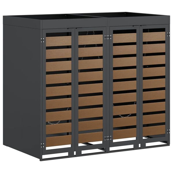 vidaXL Wagenm&uuml;llbeh&auml;lter f&uuml;r 2 Beh&auml;lter 136 x 77,5 x 121,5 cm Stahl