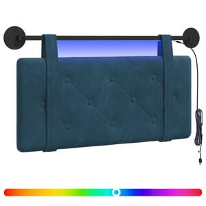 vidaXL H&auml;ngendes Kopfteil Mit LED Licht Blau Samt