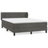 vidaXL Boxspringbett mit Matratze Dunkelgrau 160x200 cm Samt
