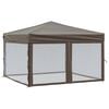 vidaXL Partyzelt Faltbar mit Seitenw&auml;nden Taupe 3x3 m