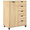vidaXL Rollschrank Mit Rad Braun 63,5 x 39 x 79 cm Massivholz Kiefer
