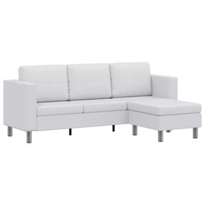 vidaXL Modulsofa 3-Sitzer Kunstleder Wei&szlig;