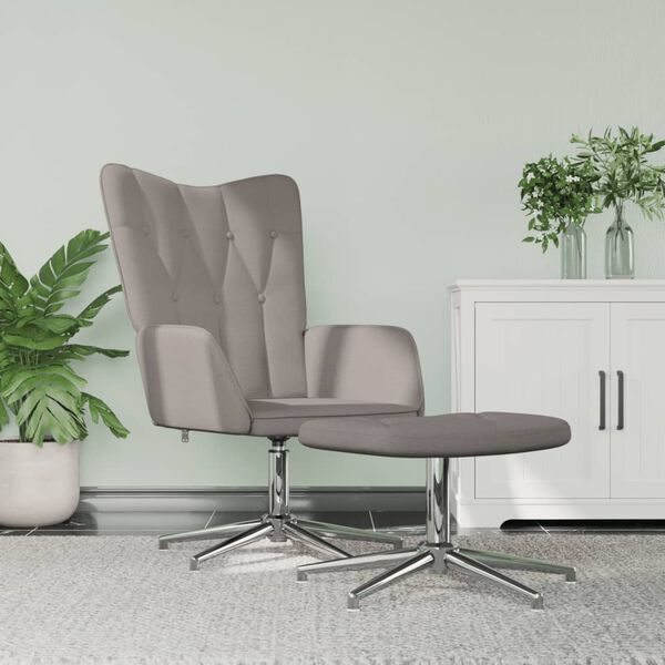 vidaXL Relaxsessel mit Hocker Taupe Stoff
