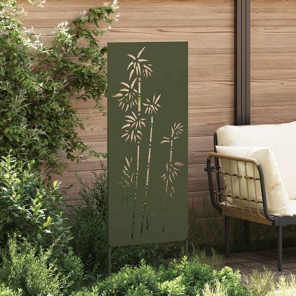 vidaXL Garten Sichtschutz-Leinwand Floral Olivgr&uuml;n 50 x 140 cm
