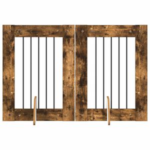 vidaXL Hundetor mit St&auml;ndern 2 pcs Ger&auml;ucherte Eiche 60 x 80 cm