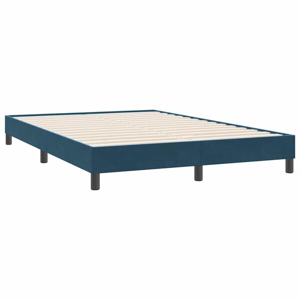 vidaXL Boxspringbett mit Matratze Dunkelblau 140x220 cm Samt