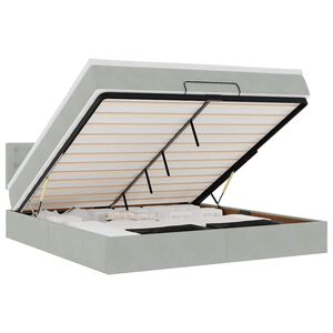 vidaXL Ottoman-Bett mit Matratze Hellgrau 160x200 cm Samt