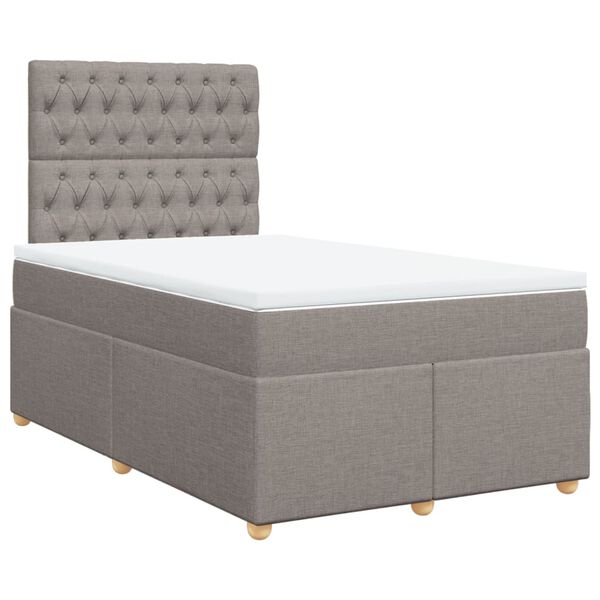 vidaXL Boxspringbett mit Matratze Taupe 120x190 cm Stoff