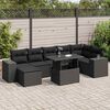 vidaXL 8-tlg. Garten-Sofagarnitur mit Kissen Schwarz Poly Rattan
