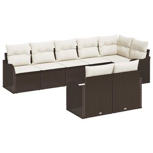 vidaXL Garten-Sofa-Set mit Kissen 8 pcs Braun und Wei&szlig; Poly Rattan