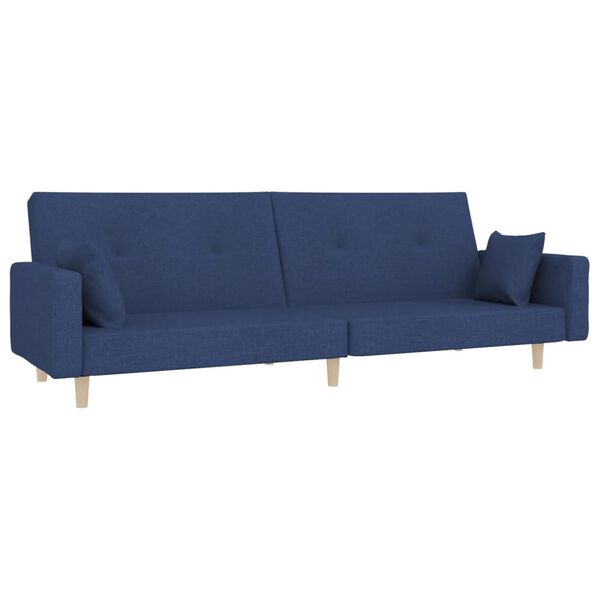 vidaXL Schlafsofa 2-Sitzer mit 2 Kissen Blau Stoff
