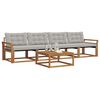 vidaXL Outdoor-Sofagarnitur mit Kissen 5 pcs Nat&uuml;rlich und Hellgrau