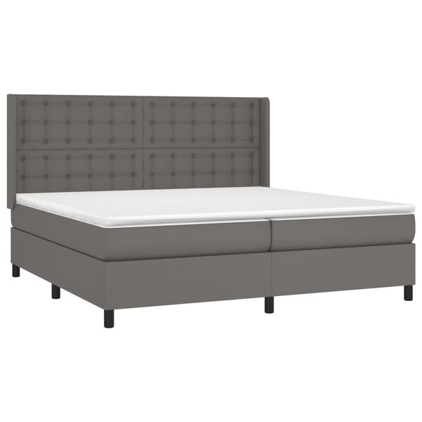 vidaXL Boxspringbett mit Matratze Grau 200x200 cm Kunstleder