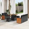 vidaXL Garten-Sofa-Set mit Kissen mit Speicher Schwarz Poly Rattan