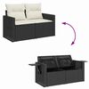 vidaXL Garten-Sofa-Set mit Kissen 10 pcs Schwarz und Creme