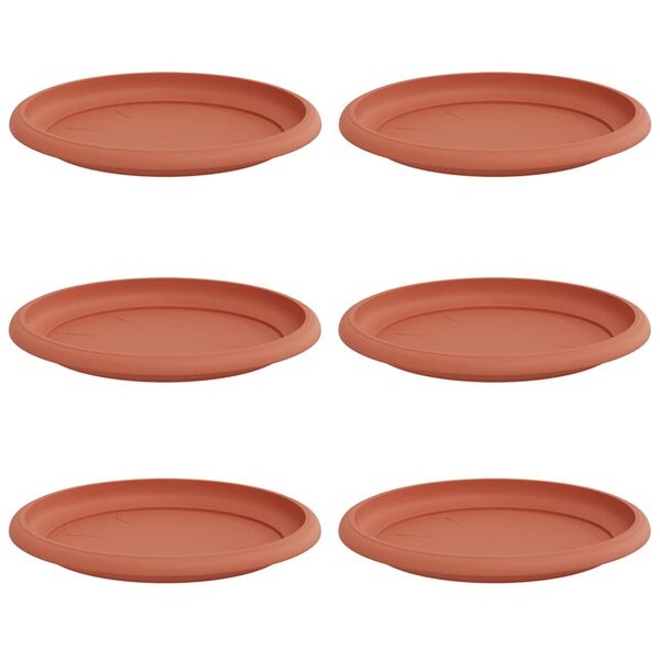 vidaXL Runde Blumenplatte 6 pcs Ziegelrot &Oslash; 17,5 x 2 cm Kunststoff