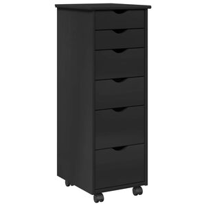 vidaXL Rollschrank 34 x 39 x 93,5 cm Massivholz Kiefer Schwarz