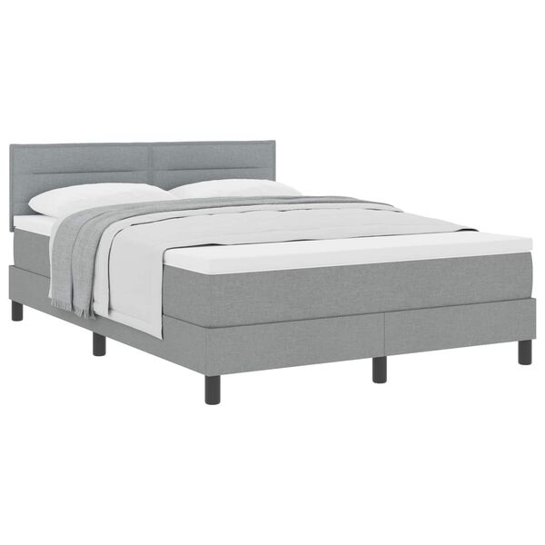 vidaXL Boxspringbett mit Kopfteil Hellgrau 140 x 200 cm Stoff