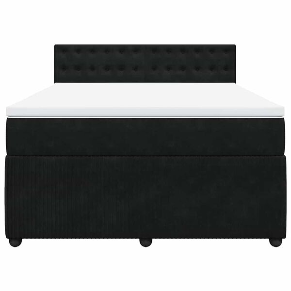 vidaXL Boxspringbett mit Matratze Schwarz 140x190 cm Samt
