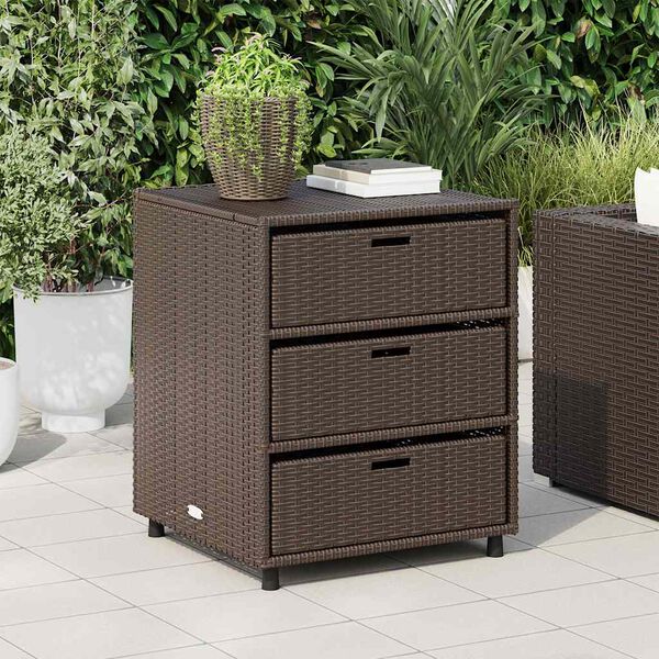 vidaXL Gartenschrank Braun 55x59x69 cm Poly Rattan
