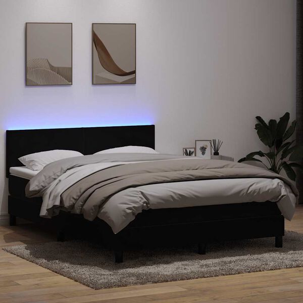 vidaXL Boxspringbett mit Matratze & LED Schwarz 160x220 cm Samt