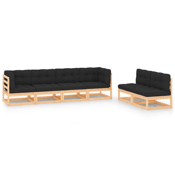 vidaXL 6-tlg. Garten-Lounge-Set mit Kissen Massivholz Kiefer