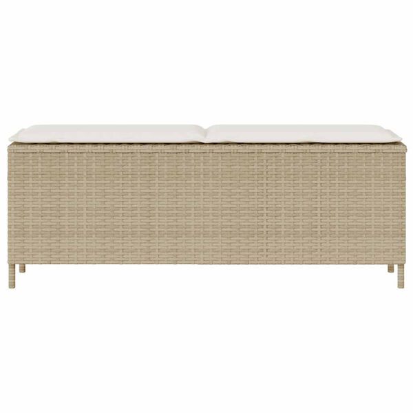 vidaXL Gartenbank mit Kissen Beige 110x30x40,5 cm Poly Rattan