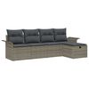 vidaXL Garten-Sofa-Set mit Kissen mit Speicher 5 pcs Grau Poly Rattan