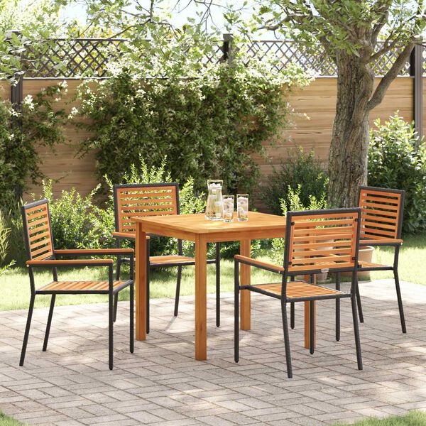 vidaXL Garten Essgruppe 5 pcs Schwarz Massivholz Akazie