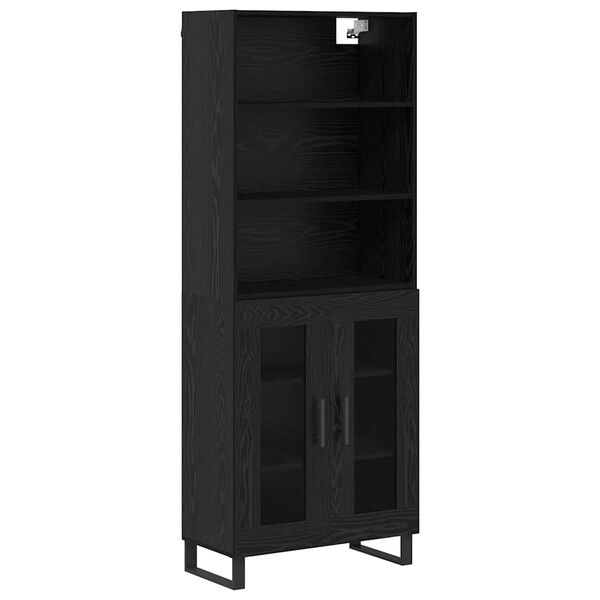 vidaXL Highboard Schwarz Eichen-Optik 69,5 x 34 x 180 cm Holzwerkstoff