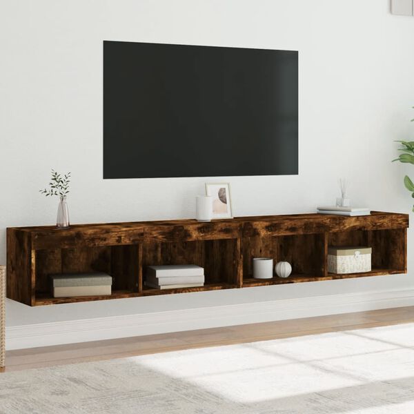 vidaXL TV-Schr&auml;nke mit LED-Leuchten 2 Stk. R&auml;uchereiche 100x30x30 cm
