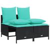 vidaXL 4-teiliges Gartensofa-Set mit Kissen, schwarzes Polyrattan