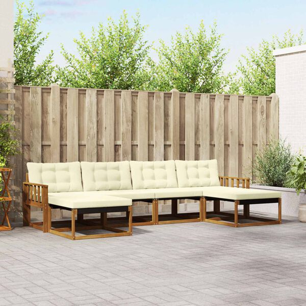 vidaXL Outdoor-Sofagarnitur mit Kissen 6 pcs Natur und Creme