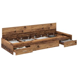 vidaXL Bettrahmen mit Schubladen Altholz 90 x 200 cm Holzwerkstoff