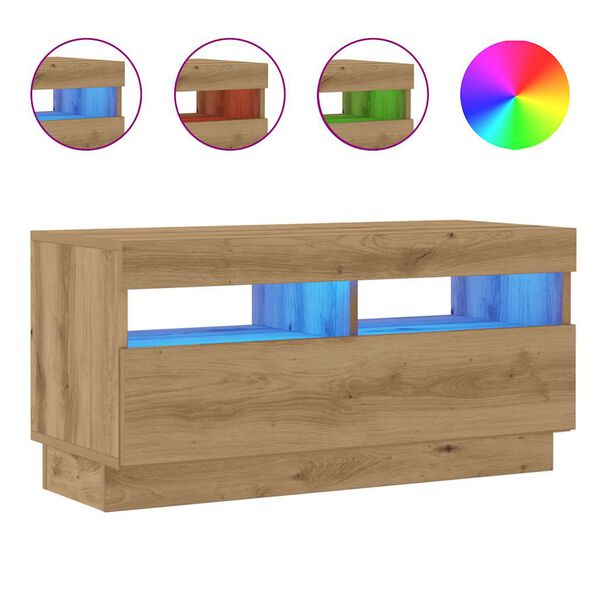 vidaXL TV-Schrank mit LED-Leuchten Artisan-Eiche 80x35x40 cm