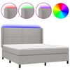 vidaXL Boxspringbett mit Matratze & LED Hellgrau 160x200 cm Stoff