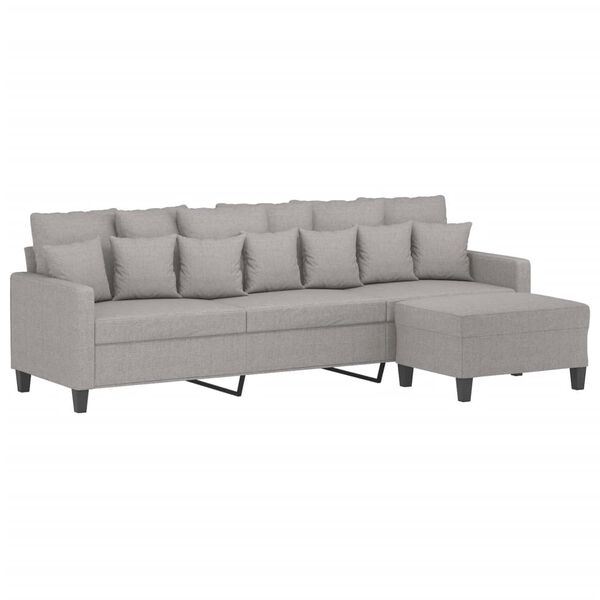 vidaXL 3-Sitzer-Sofa mit Hocker Hellgrau 210 cm Stoff