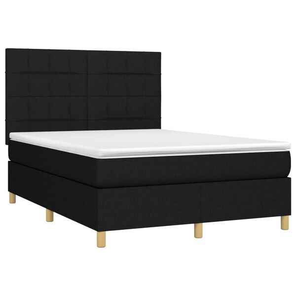 vidaXL Boxspringbett mit Matratze & LED Schwarz 140x190 cm Stoff