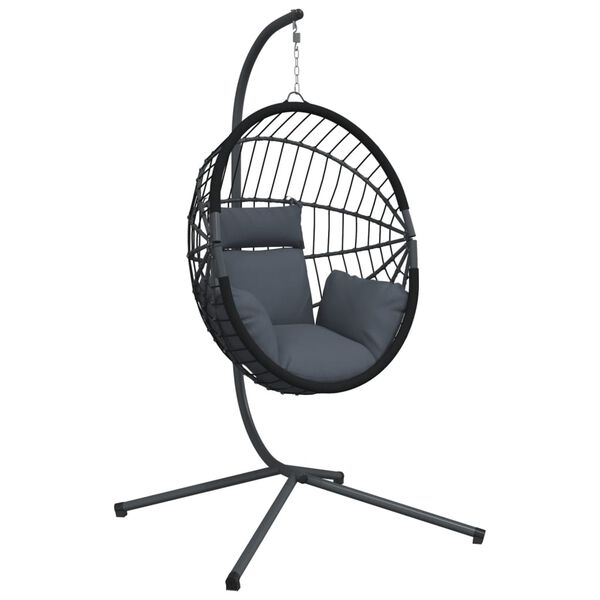 vidaXL H&auml;ngesessel Ei-Design mit St&auml;nder Anthrazit Rattan und Stahl