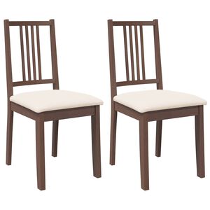 vidaXL Esszimmerst&uuml;hle mit Kissen 2 Stk. Braun Massivholz Gummibaum