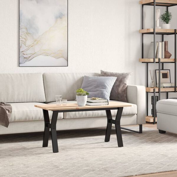 vidaXL Couchtisch Y-Gestell 100x50x45 cm Massivholz Kiefer & Stahl