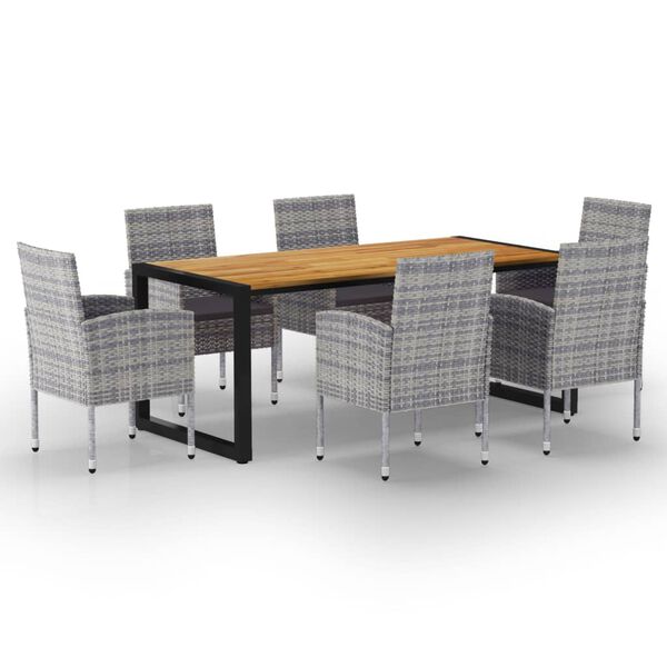 vidaXL 7-tlg. Garten-Essgruppe Grau