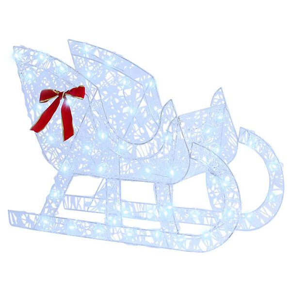 vidaXL Rentier Zieh Schlitten Kaltweiß 70 x 26 x 128,5 cm Acryl