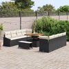 vidaXL Garten-Sofa-Set mit Kissen mit Kissen 11 pcs Schwarz und Creme