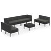 vidaXL 9-tlg. Garten-Lounge-Set mit Auflagen Poly Rattan Schwarz
